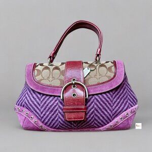 Coach Y2K Purple Tweed Suede Top Handle Soho Bag